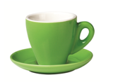 Set of 6 Green Espresso Cup and Saucer >incasa
