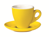 Set of 6 Yellow Espresso Cup and Saucer >incasa