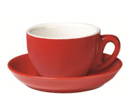 Set of 6 Red Cappuccino Bowl Cup and Saucer >incasa