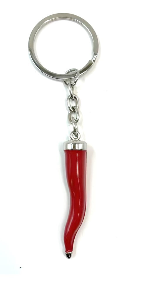 58.9mm Zinc Alloy Red Corni / Chilli with silver tip Key Ring