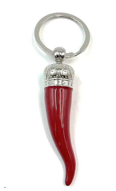 79mm Zinc Alloy Red Corni / Chilli Key Ring