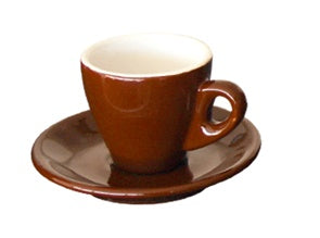Brown Espresso Cup and Saucer >incasa