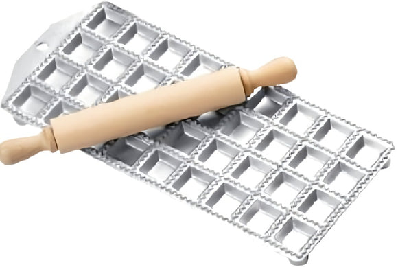 Panetta 24 Hole Ravioli Mould with Small Rolling Pin