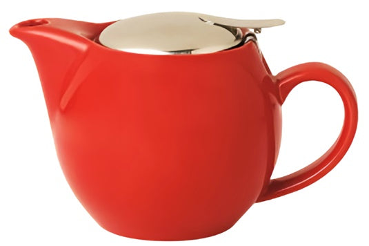 Red Tea Pot with Stainless Steel Mesh Infuser and Stainless Steel Lid>incasa