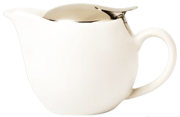 White Tea Pot with Stainless Steel Mesh Infuser and Stainless Steel Lid >incasa