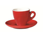 Set of 6 Red Espresso Cup and Saucer >incasa