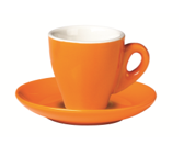 Set of 6 Orange Espresso Cup and Saucer >incasa