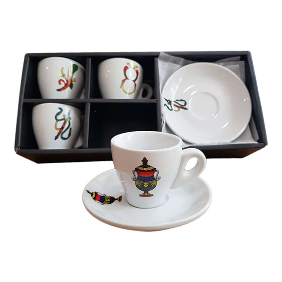 Set of 4 Espresso Briscola / Scopa Cups and Saucers >incafe