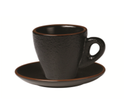 Set of 6 Textured / Ripple Black Espresso Cup and Saucer >incasa