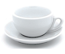 Set of 6 White Bowl Cappuccino Cup and Saucer >incafe