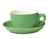 Set of 6 Green Cappuccino Cup and Saucer >incasa