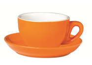 Set of 6 Orange Cappuccino Cup and Saucer >incasa