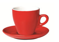 Set of 6 Red Tulip Cappuccino Cup and Saucer >incasa