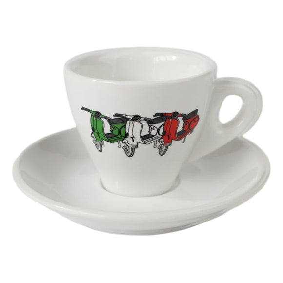 Set of 4 Espresso Vespa Cups and Saucers >incafe