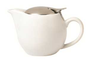 White Tea Pot with Stainless Steel Mesh Infuser and Stainless Steel Lid >incasa